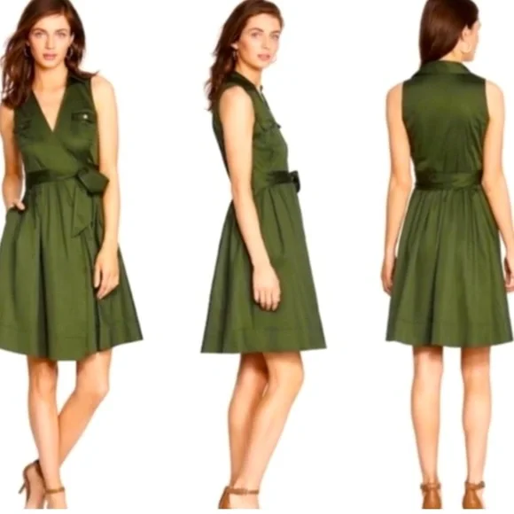 green emerald velvet dress Forest Green Satin Balloon Sleeve Tie Neck Sadie Midi Dress main image 1